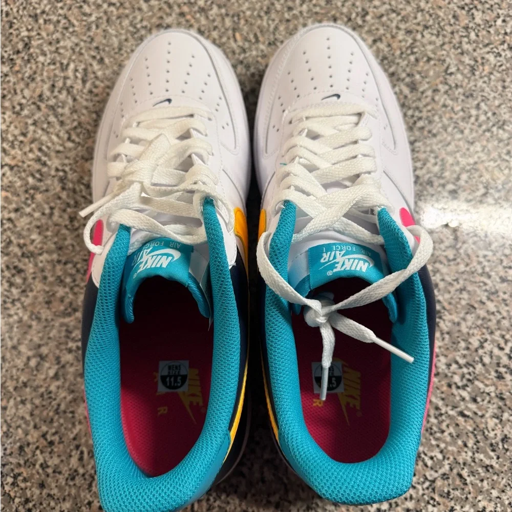 Nike Air Force 1 '07 Shoes Men Size 11.5 White Thunder Blue Pink HF4849-100 New - Picture 6 of 9